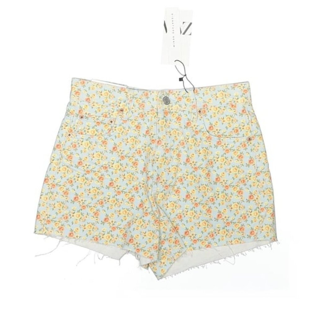 NWT Zara 90s High Rise Raw Hem Floral Shorts Size 4 - Picture 2 of 6